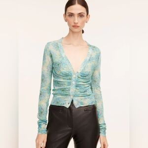 NWT Rebecca Taylor Astera Fleur Ruched Button Cardigan